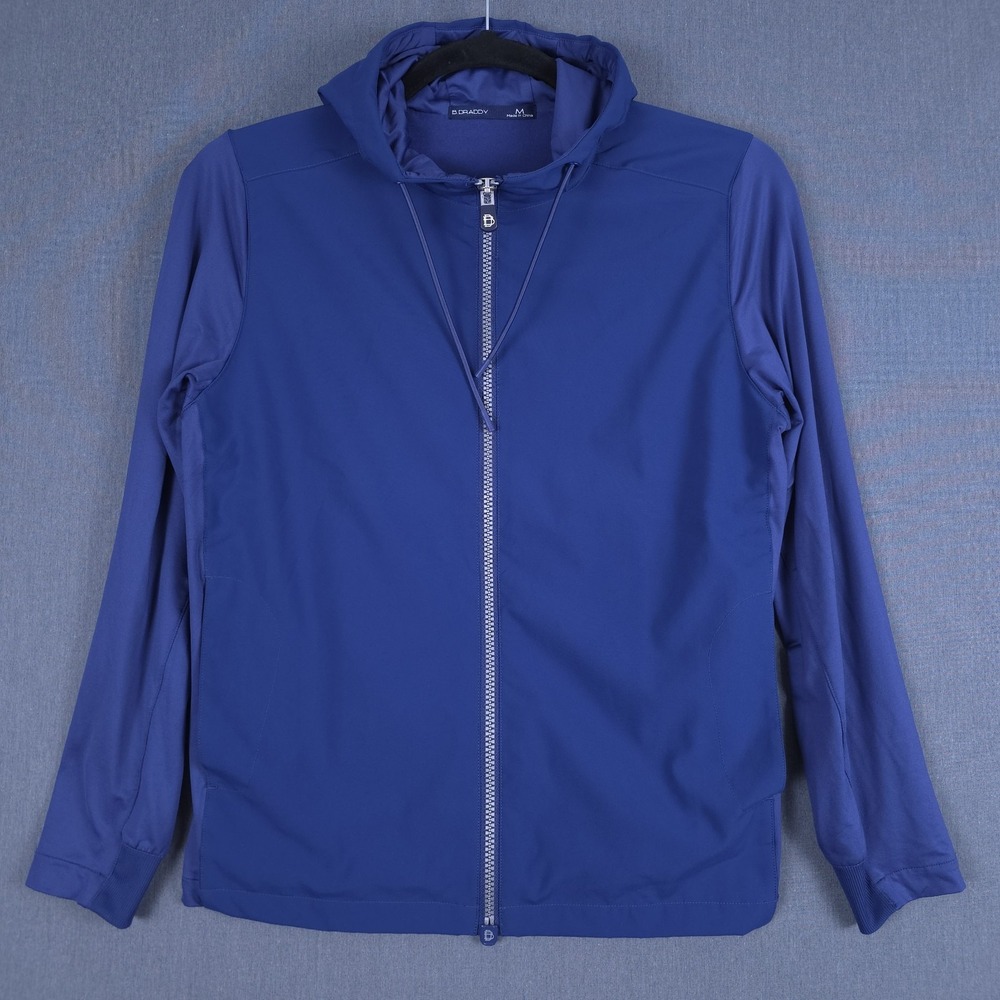 B Draddy Mac Til Hoodie Mens Medium Blue Full Zip Performance Active Golf Jacket